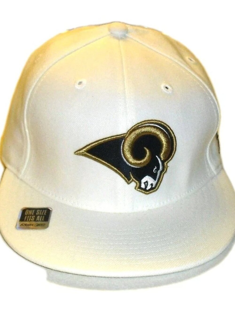 Los Angeles Rams One Size Fits All Mens Reebok Fitted hat Cap White Color New